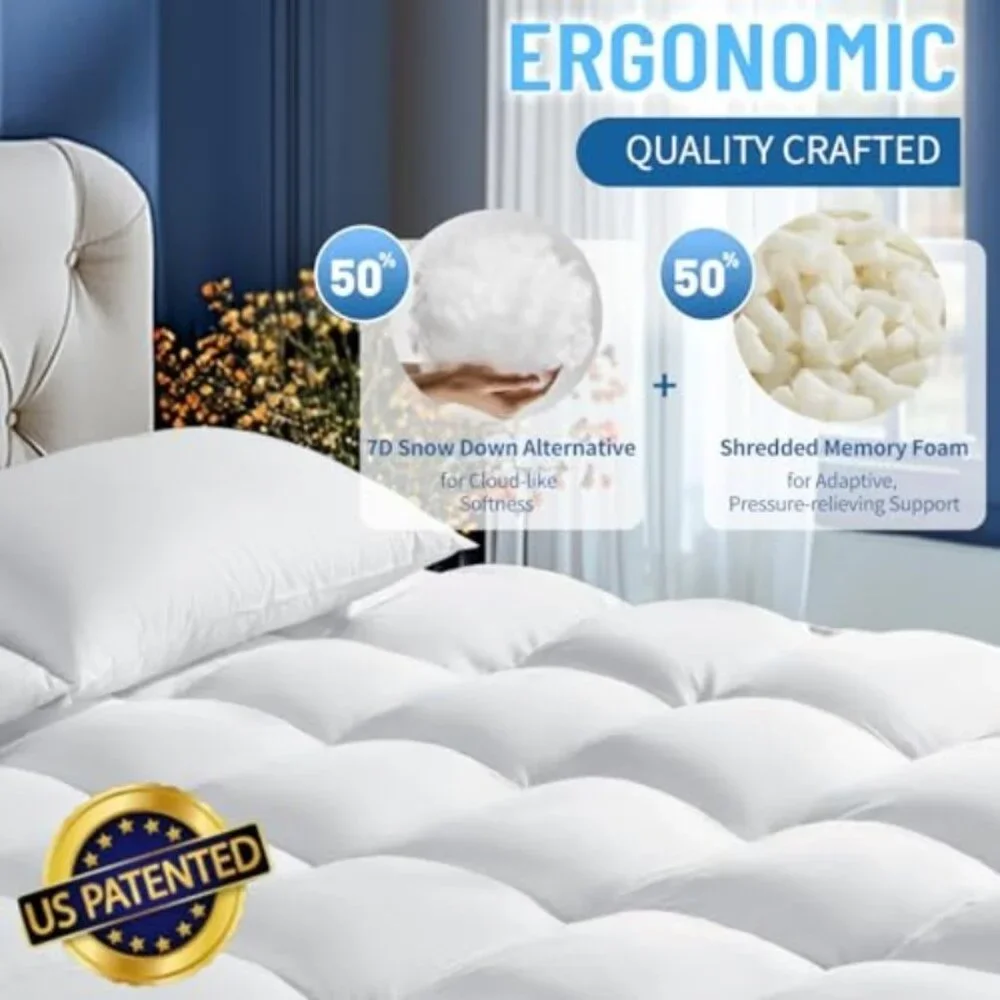 4 Inch Twin XL Memory Foam Mattress Topper - Cooling Extra Thick 2000 GSM Pillow